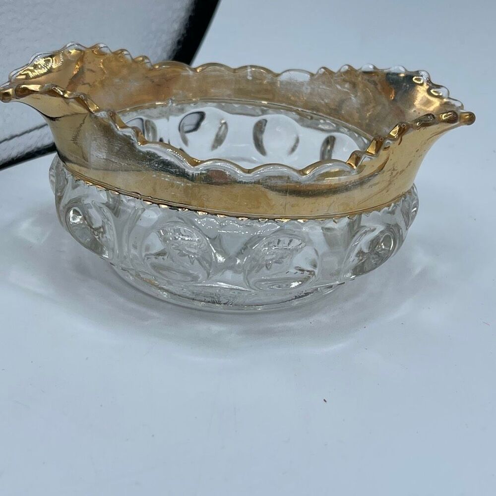 Leaded crystal thumbprint sugar candy dish bowl.